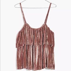 Madewell Crushed Velvet Ruffle Cami Top